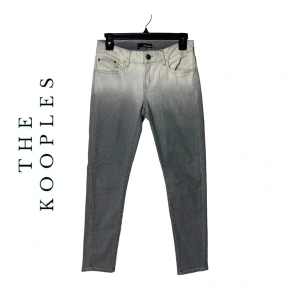 1377. THE KOOPLES‎ LOW RISE “SHORT FIT” DENIM JEANS SIZE 26 GRAY/CREAM OMBRE - Picture 1 of 9